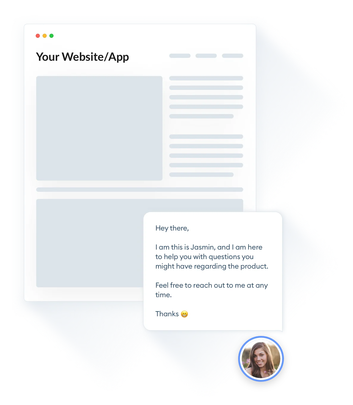 Live chat window on the website with a prompt message